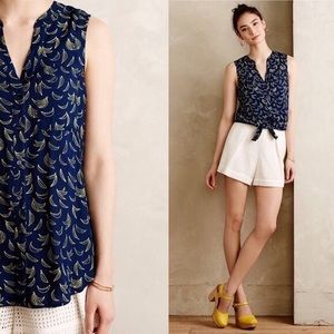 Anthropologie Maeve • Button Down Banana Print Sleeveless Sunseeker Blouse